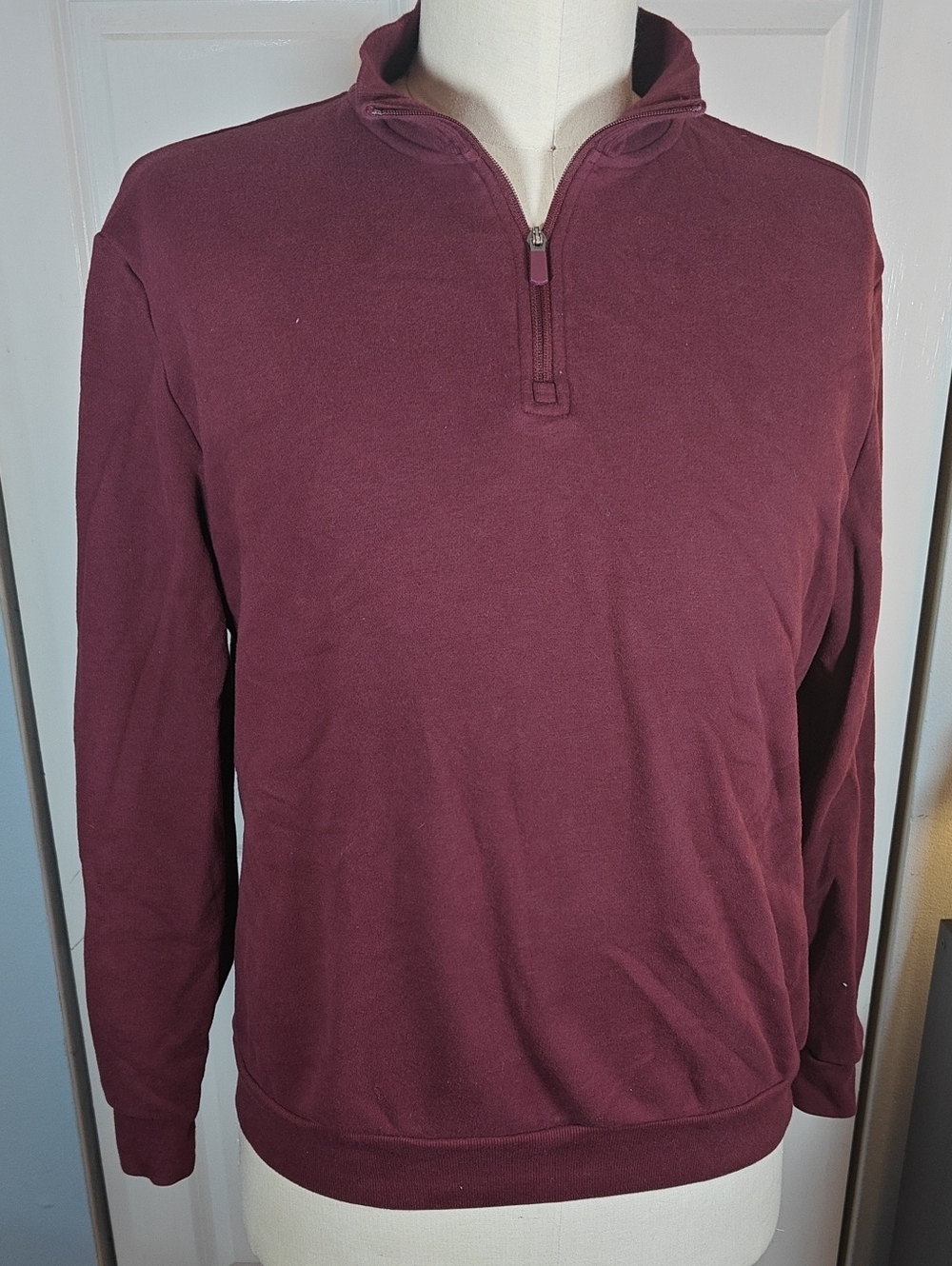 Tek Gear Men Burgundy Ultrasoft Fleece Quarter Zip Pullover Sweater Large